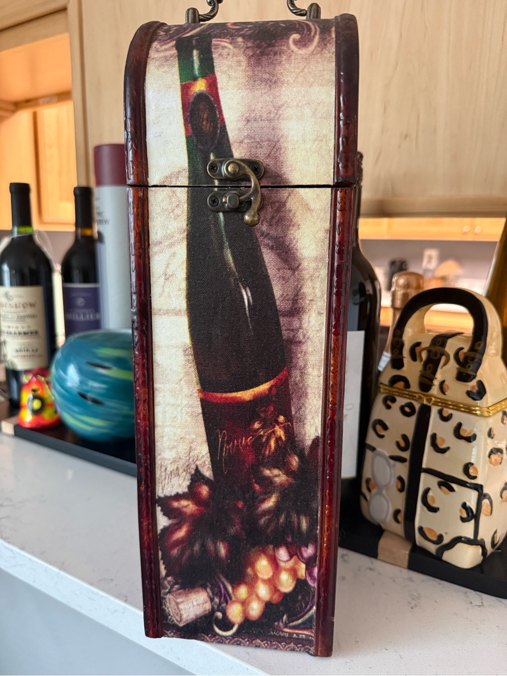 Vintage Decorative Box - Burgundy & Cream